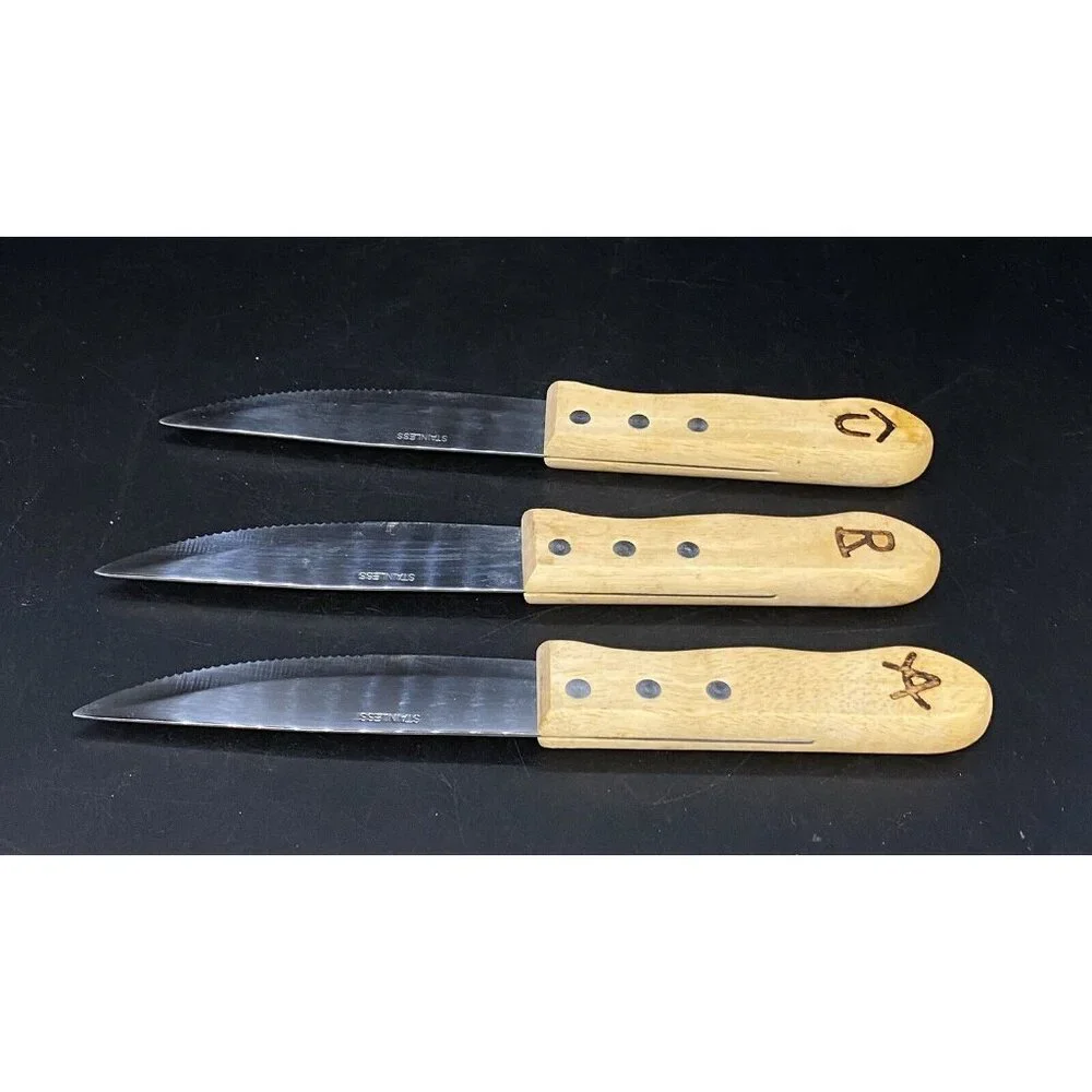 Cowboy Living 3 Cattle Brand Stainless Steel Steak Knives Replacement